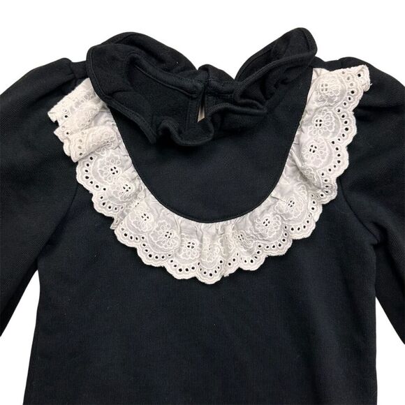 Janie and Jack Girls Black Eyelet Ruffle Sweatshirt Size 3 Casual - Picture 2 of 7